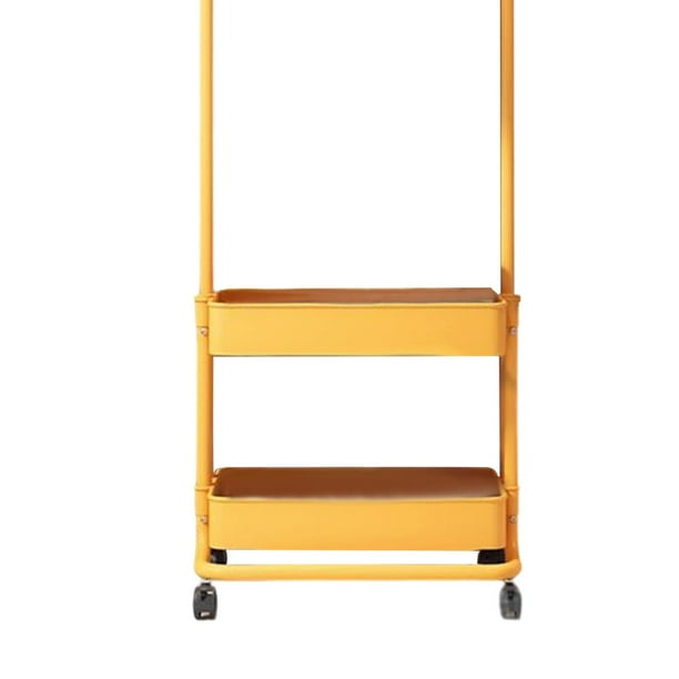 Clothes Rack with Wheels Garment Rack Laundry Cart with Hanging Rack for Bedroom Yellow Walmart