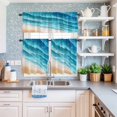 thumbnail image 6 of Kitchen Window Curtains Valance and Tier Set, Blue Beige Gradient Ocean Wave Rod Pocket Tier Curtain Valance Set, Sea Stripe Water Ripple Light Filtering Cafe Curtains for Bedroom Living Room, 6 of 9