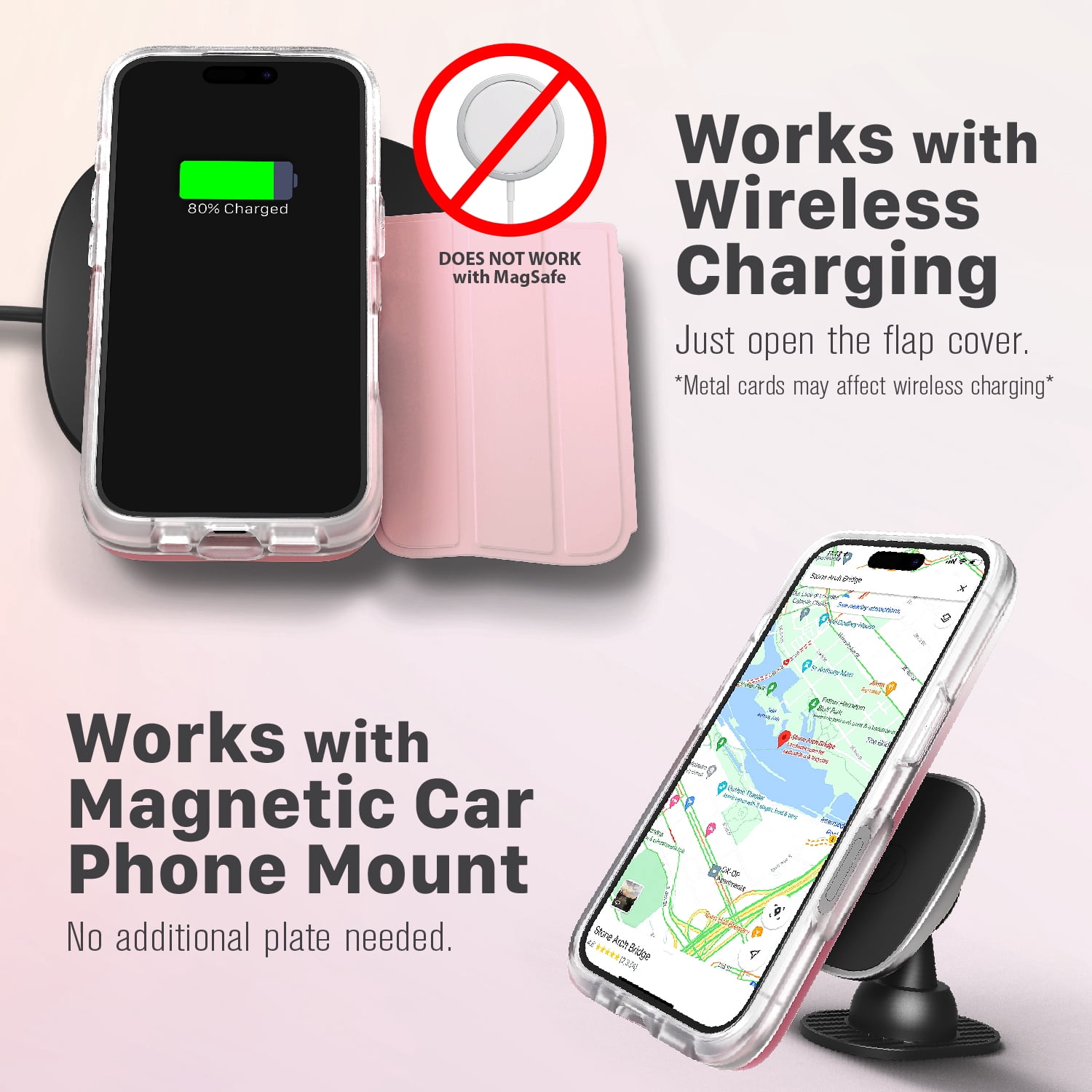 Vena vCommute for Apple iPhone 16 Pro Max Wallet Case, iPhone 16 Pro Max Case with Leather Stand Card Holder [Military Grade Drop Protection] - Pastel Pink