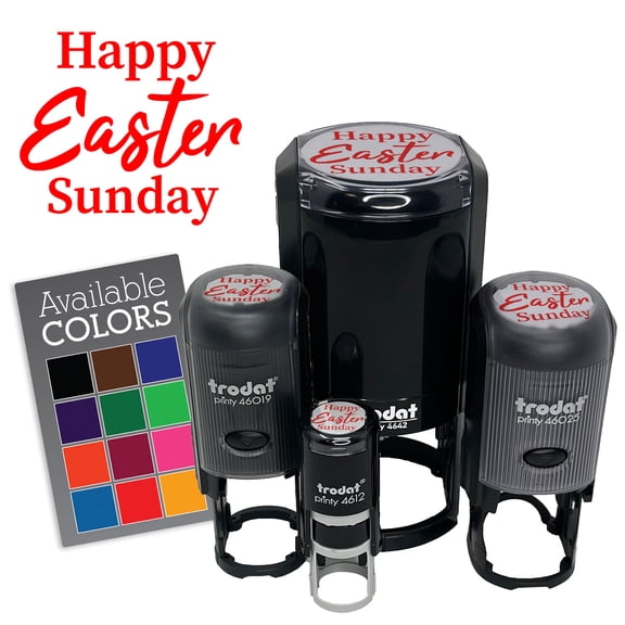 Happy Easter Sunday Self-Inking Rubber Stamp Ink Stamper for Stamping Crafting Planners - Black Ink - Mini 1/2 Inch