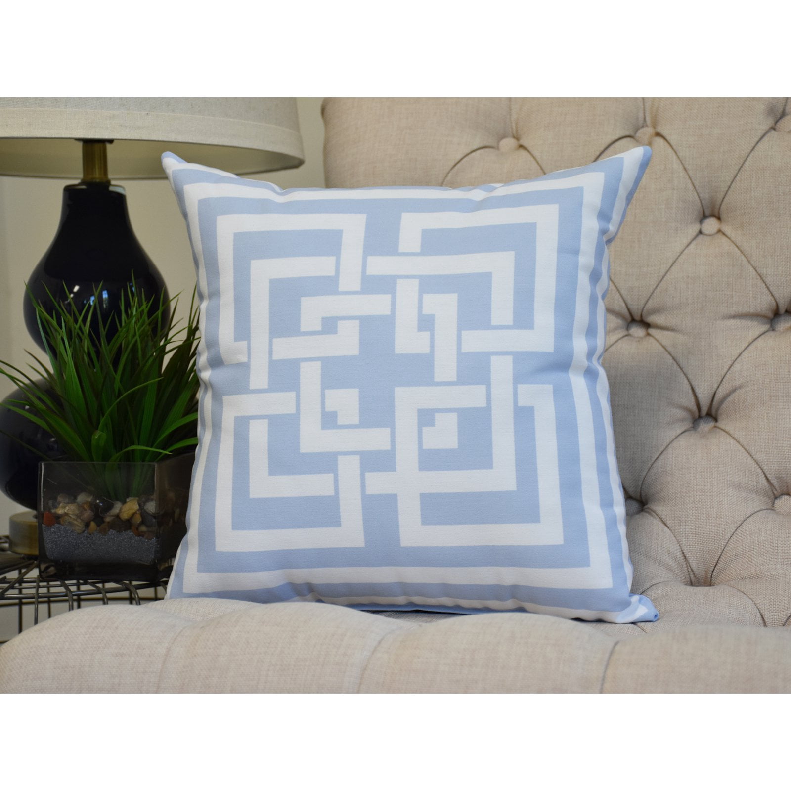 20 x 20 inch, Greek New Key, Geometric Print Pillow, Yellow