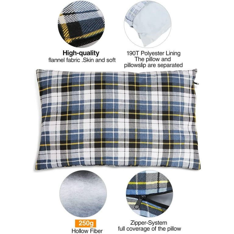 REDCAMP Outdoor Camping Pillow set of 2, Lightweight, 2 pack, Flannel Travel Pillow Cases, Removable Pillow Cover REDCAMP Outdoor Camping Pillow set of 2, Lightweight, 2 pack, Flannel Travel Pillow Cases, Removable Pillow Cover
