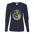 thumbnail image 2 of Wild Bobby I Only Told The Moon, Moon Phases Daisies and Butterflies Vintage Women Graphic Long Sleeve Tee, Navy, XX-Large, 2 of 6