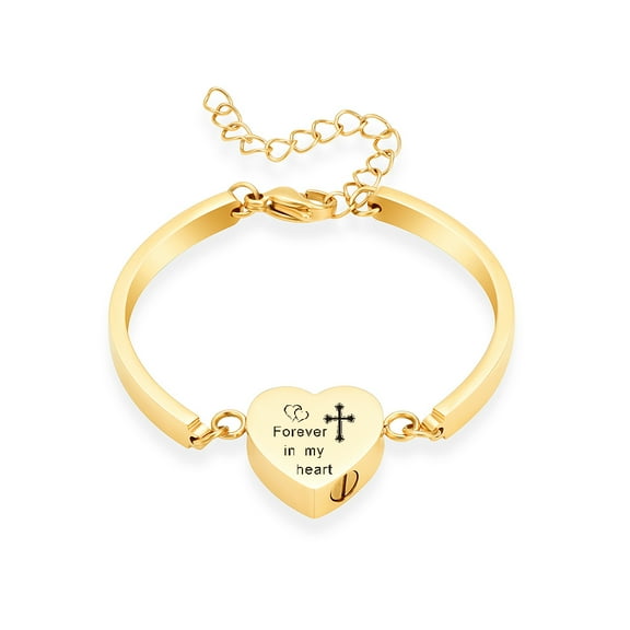 Backside Customize Love Heart Locket Bangle Bracelet Keepsake Cremation Jewelry for Ashes of Loved One Memorial Funeral Urn Bracelet for Ashes Holder - Forever in My Heart