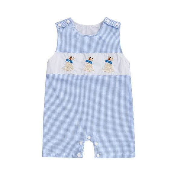 mgoYE 9-12 Month Boy Clothes Sleeveless Seersucker Romper One Piece Straps Overalls Striped Jumpsuit Summer Smocked Clothes Rompers Baby Girls|Light Blue 6-12 Months