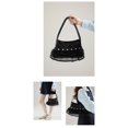 thumbnail image 6 of FENOHREFE PU Leather Shoulder Bag for Woman Stylish Underarm Purse Ruched Armpit Bag Korean Styles Top Handle Bag Rivets Handbag, 6 of 8