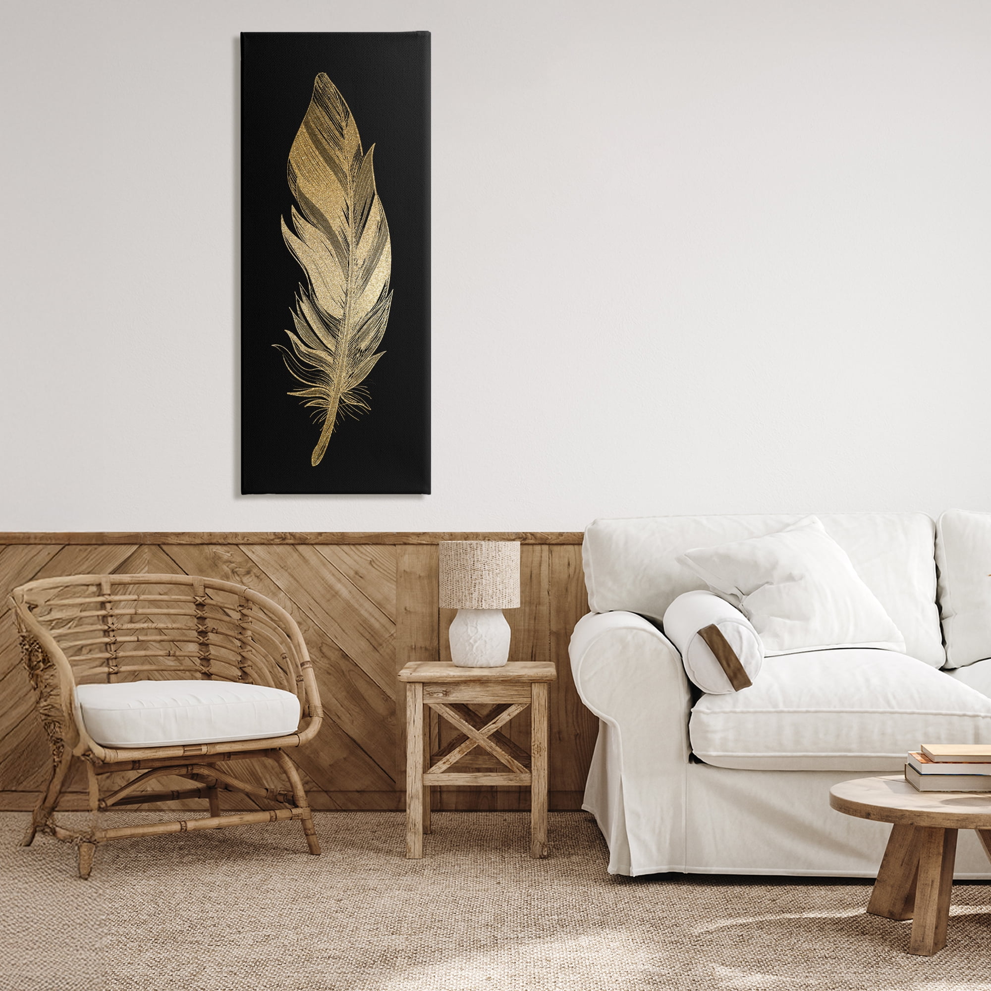 Glam Lined Feather Canvas Wall Art, design by Kim Allen
