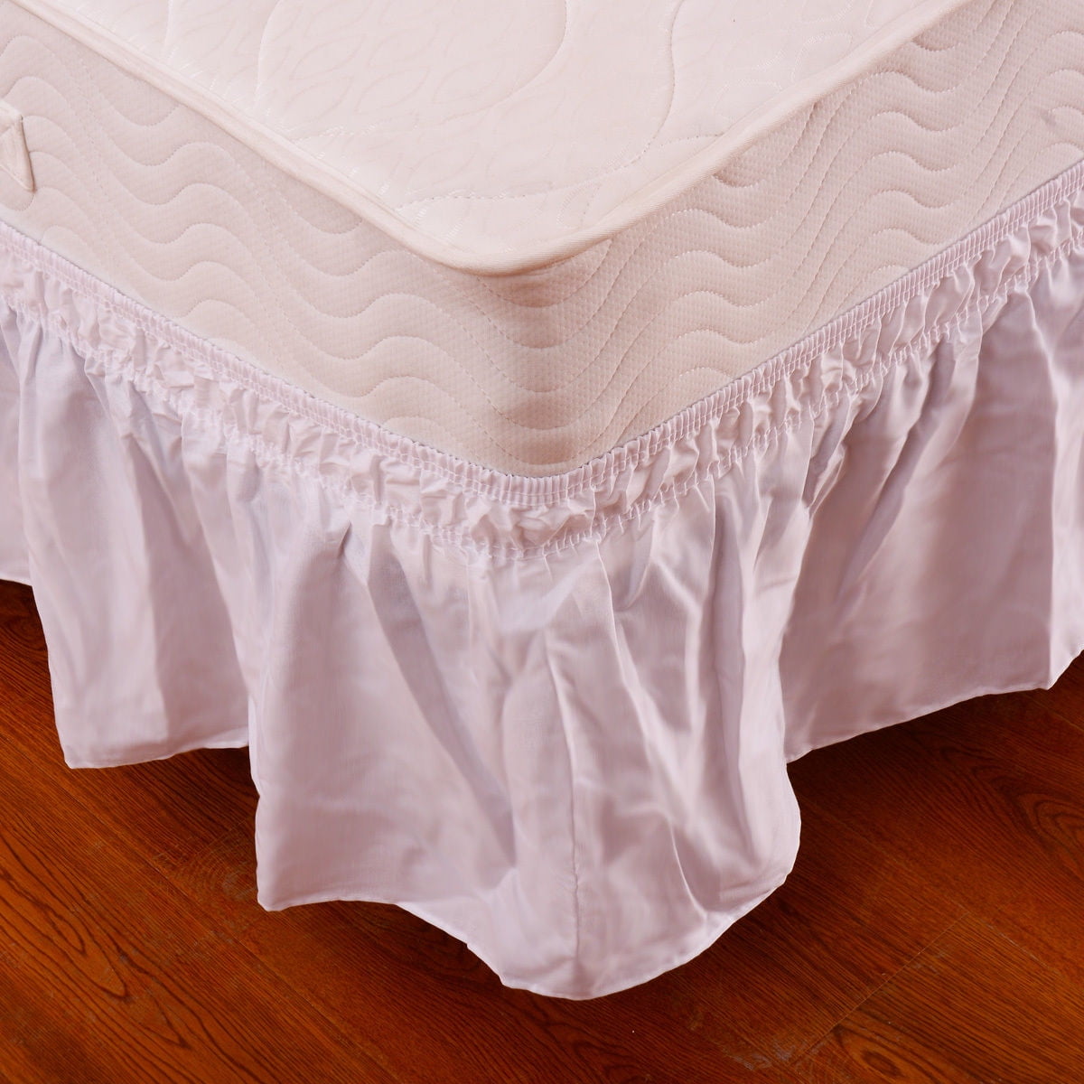 Costway White QueenKing Size Elastic Bed Wrap Ruffle Bed Skirt Around Bed 14'' Drop Walmart Canada