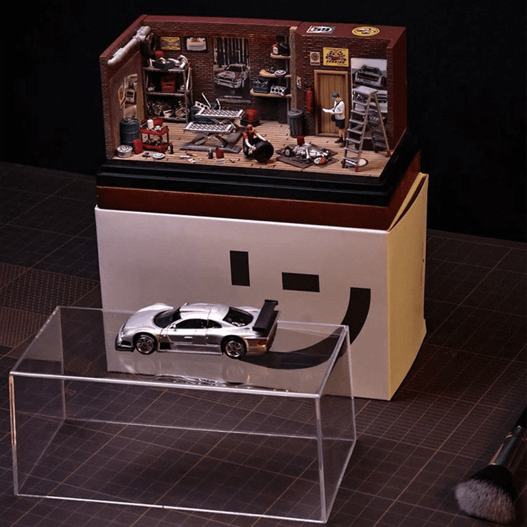 1/64 Scale Auto Repair Garage Diorama with LED Lighting, Miniature