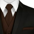 thumbnail image 4 of Best Tuxedo Men's Solid Satin Formal, Tuxedo, Wedding, Prom, Cruise Vest, Tie & Hankie Set in Chocolate Brown, 4 of 4
