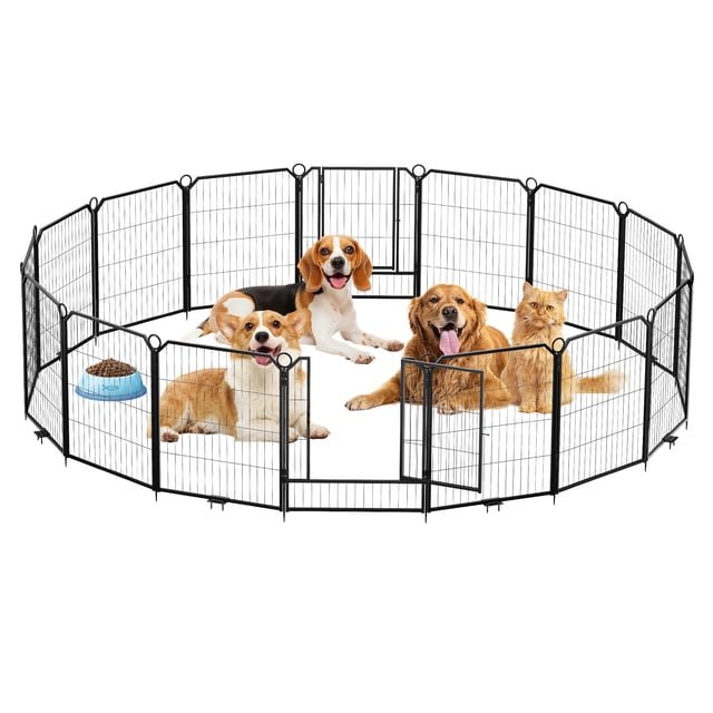 Yiwa Indoor and Outdoor Dog Playpen, Metal Fence with Gate and Doors, Heavy Duty Anti-Rust Design, Ideal Pet Exercise Crate for Yard, Garden, Camping, or RV Trips