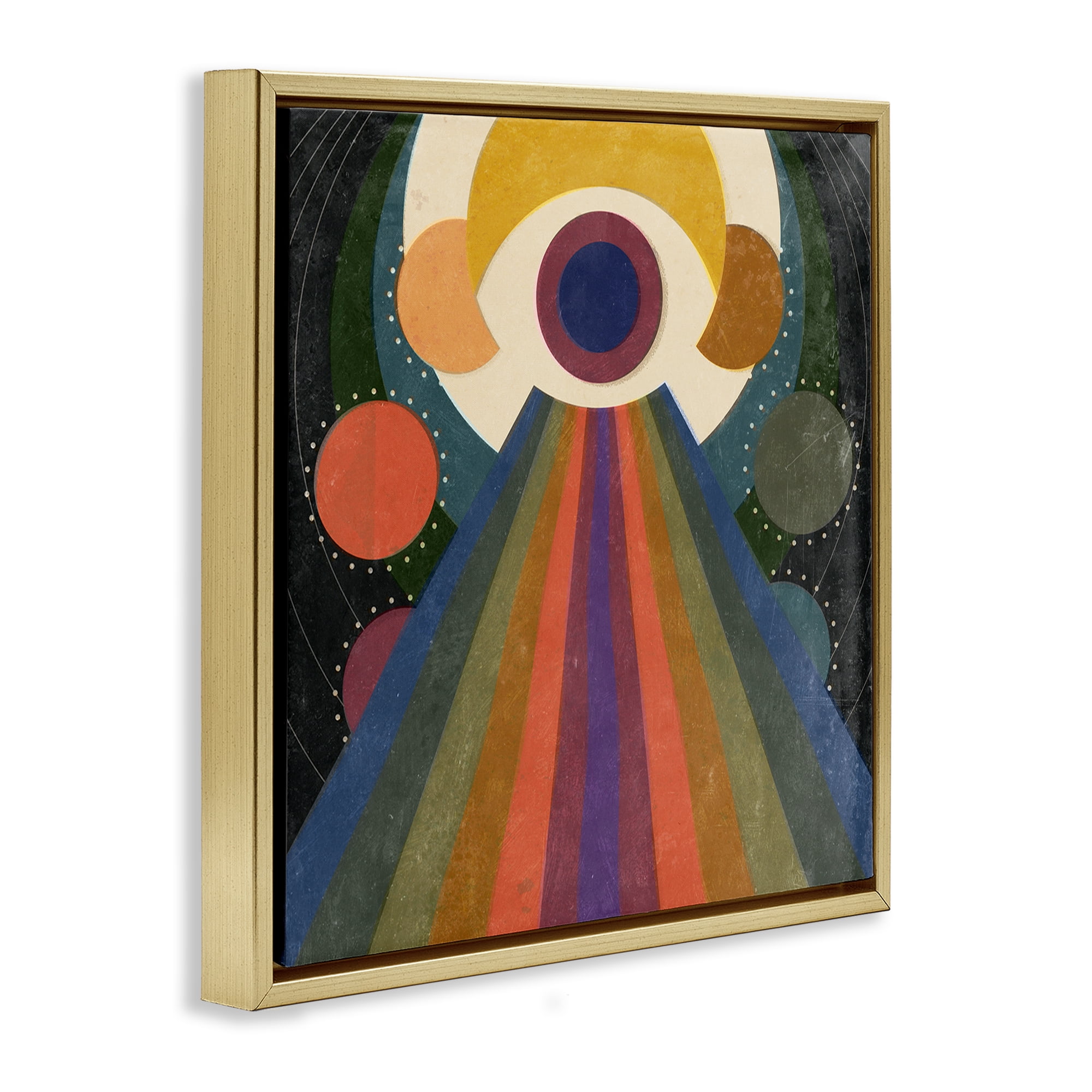Stupell Industries Spiritual Eye with Rays Abstract Painting Gold Floater Framed Canvas Art Print Wall Art, 18 x 18