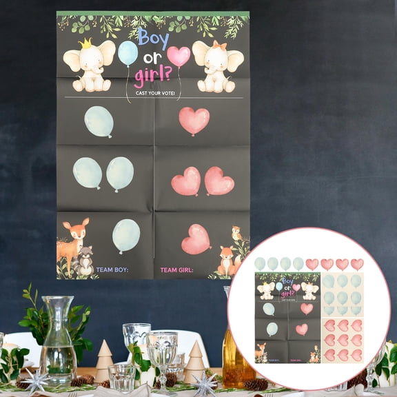 LOLIPPYY Gender Reveal Board Game Set with Stickers for Home Party, Fun Black Design for Baby Shower Celebration