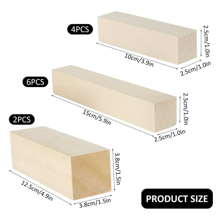 Basswood Carving Blocks - 5ARTH Large Beginner's Premium Wood Carving/Whittling Kit, Suitable for Beginner to Expert - 10 Pcs with Two 6x 2x 2
