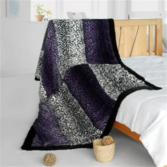 ONITIVA-BLK-089 61 by 86.6 in. Onitiva - Leopard Secret Animal Style Patchwork Throw Blanket  Black