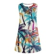 thumbnail image 3 of Sundresses for Women 2025 Baggy Boho Floral Printed Mini Beach Dress Henley Neck Sleeveless Dresses A-Line Mini Tank Dresses Light Breathable T Shirt Dress Beach Vacation Sundress, 3 of 4