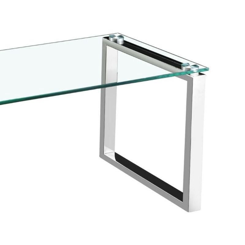 Gyna Large Coffee Table – Elegant Glass Top with Shiny Chrome Legs, Modern Design