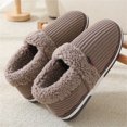 thumbnail image 2 of Binhe Fashion Autumn and Winter Men Slippers Home Flat Non Slip Lightweight Cover Heel Plush Warm Simple with Indoor/Outdoor Warm Fuzzy Comfy and Wide Slippers, 2 of 3