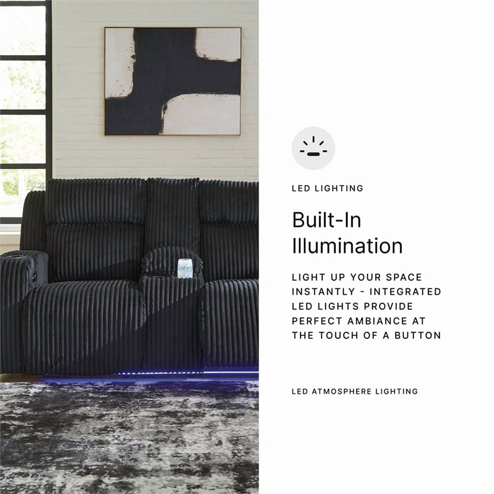 Signature Design by Ashley Broad Cove Black Power Reclining Loveseat