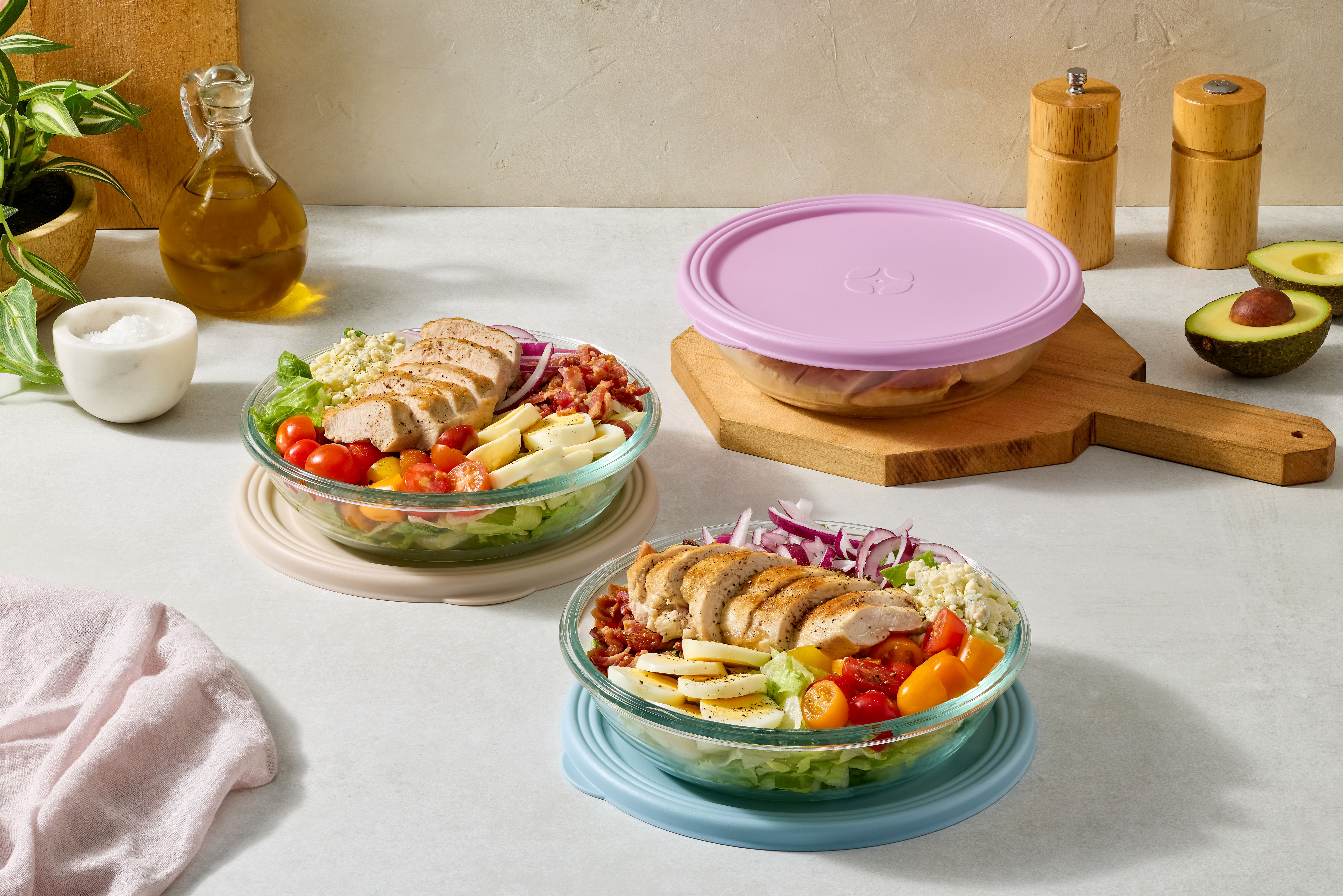 Ello Everyday 4.5 Cup Shallow Bowl 4 Piece Meal Prep Set -Preppy Blooms color