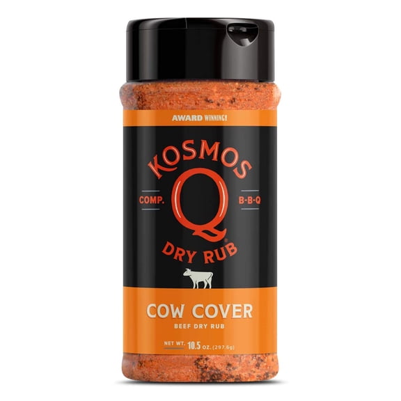 Kosmos Q Cow Cover BBQ MDA05 Dry Rub, Smoky & Seasoning with Chili Pepper, Garlic, Onion & Paprika for Steak, Burgers, Brisket, Wild Game, Chicken, BBQ Rub for Grilling & Smoking, 10.5 Oz Shaker