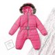 thumbnail image 3 of ZHAOCHENG Mono unisex con capucha para bebés de 0 a 24 meses, mono para niños y niñas con cuello de piel, 75 cm, color rojo rosa, 3 of 5