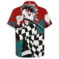 thumbnail image 4 of Demon Slayer Mens Hawaiian Shirt Loose Fit Shirts - Short Sleeve And Button Down Hawaiian Shirt for Men with Pocket, 4 of 7