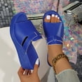 thumbnail image 2 of Women's Wedge Slide Sandals Peep Toe Thick Platform Heel Casual Summer Beach Mules for Women Comfortable Slip On Shoes, 2 of 10