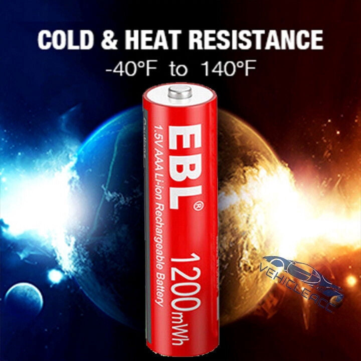 EBL 8x Rechargeable AAA Li-ion Batteries 1200mWh 1.5V Long Lasting Lithium Battery with Box