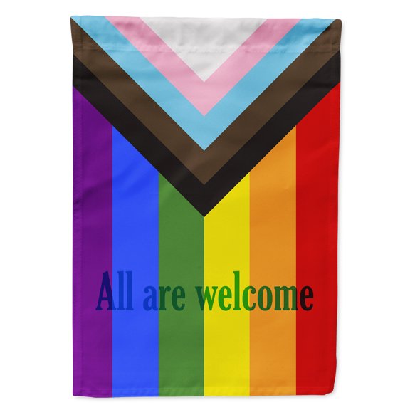 Carolines Treasures Gay Pride Progress Pride All are Welcome Flag Canvas House Size Large multicolor
