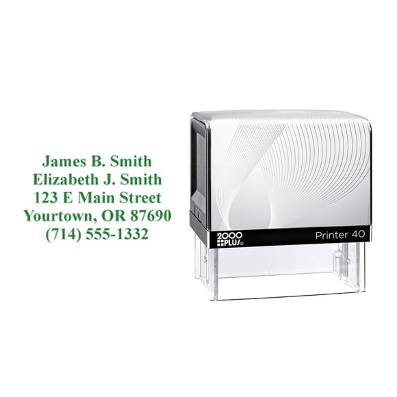 Basic 2000 Plus Personalized Self-Inking Address Stamp with 5 Lines - Green Ink
