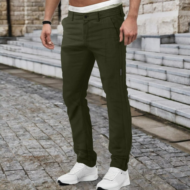 YUHAOTIN Joggers Mens Spring and Autumn Casual Pants Sports Pants Elastic  Waist Korean Version of The Trend Black Long Pants,Green