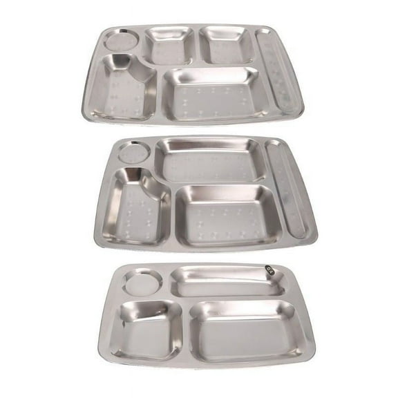 Stainless Steel Kids Snack Tray School Food Lunch Box Plate 4/5/6 Grids 4 Grids YIWEI