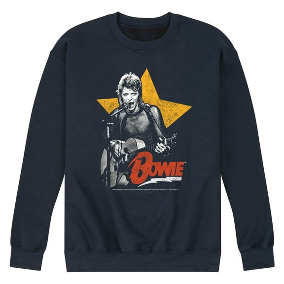 David Bowie - Bowie Guitar With Star - Men's Crew Neck Fleece Pullover