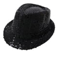 thumbnail image 2 of Evdexr 2026 Sequin Fedora Hat For Women Men Glitter Disco Retro Hats Shining Dance Western Hat Black, 2 of 3
