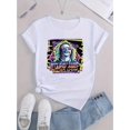 thumbnail image 2 of 1 Pce T-Shirt en Polyester à la Mode avec Imprimé Portrait Vibrant, Col Rond Décontracté, Manches Courtes, Tissu Tricoté Extensible Moyen, Confort Toutes Saisons - Tee-Shirt Graphique Tendance pour Femmes Fête des Pères, Fête des Mères, 2 of 7