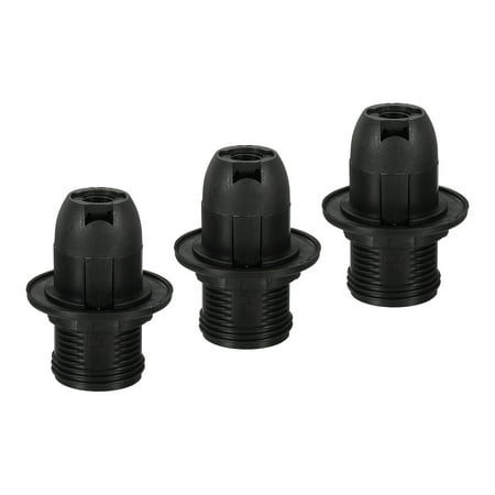

Uxcell E14 Screw Thread 28mm Light Socket DIY Retro LED Bulb Lamp Holder Black 3 Pack