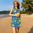 thumbnail image 2 of Horeoi Rubber Duck Print Women's Sleeveless Dress Cotton-like Flared Hem Deep Side Pockets Above-Knee, 2 of 6