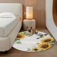 thumbnail image 2 of Summer Sunflower Round Area&nbsp;Rug 7ft Leaves Hummingbird Vintage Wood Grain Non-Slip&nbsp;Washable Circle Rugs Soft Felt Indoor Floor Mat for Bedroom Kitchen Living Room Bathroom, 2 of 9