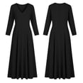 thumbnail image 4 of Nowekniz Women's Solid V Neck Maxi Dress Elegant A-Line Long Flowy Dress For Wedding Guest Cocktail Party Formal, 4 of 6