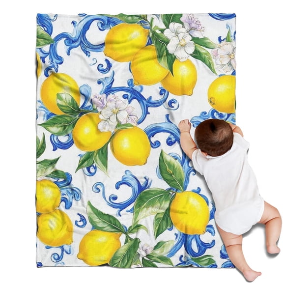 Lemon Blanket,Comfortable Soft Flannel Throw Blanket,All Season,Warm Lightweight Blankets for Sofa Bed Couch Living Room Chair,30"x40"(80x100cm)