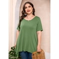thumbnail image 5 of SHOWMALL Plus Size Clothes for Women Tunic Tops Short Sleeve Olive 5X Summer Blouse Swing Tee Crewneck Clothing Flowy Shirt for Leggings, 5 of 7