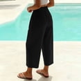 thumbnail image 4 of RQYYD Women's High Waist Wide Leg Cropped Pants Pleated Loose Casual Trousers Flowy A Line Beach Bottoms with Pockets, 4 of 7