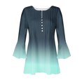 thumbnail image 3 of Aofany Women's Henley Shirt 3/4 sleeve V Neck Flared Blouse Pleated Tunic Tops for Women, 3 of 3