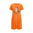 thumbnail image 2 of Sakmal Moomoo House Dress for Women Orange Halloween Short Lightweight Loungewear Pumpkin Print Short Sleeve Nightgowns for Women, 2 of 5
