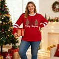 thumbnail image 3 of DEXIO Women Plus Size Merry Christmas Shirt Plaid Leopard Tree Shirt Oversized Xmas Casual Holiday Long Sleeve Tee Top, Red,5X, 3 of 10
