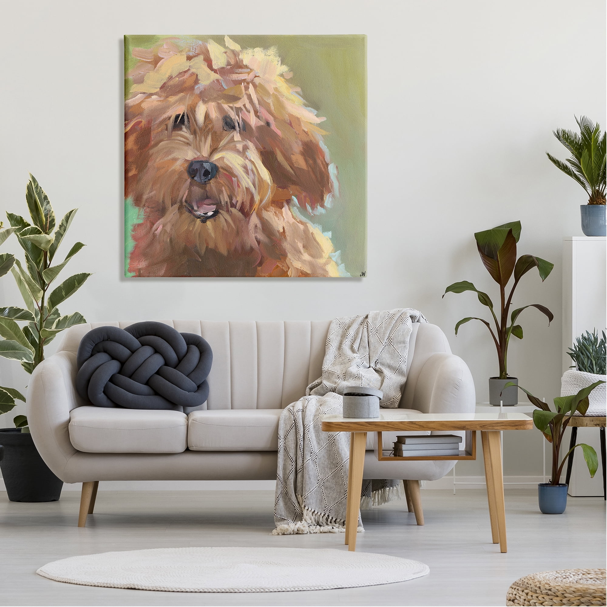 Stupell Industries Abstract Goldendoodle Painting Animals & Insects Painting Gallery Wrapped Canvas Art Print Wall Art, 36 x 36