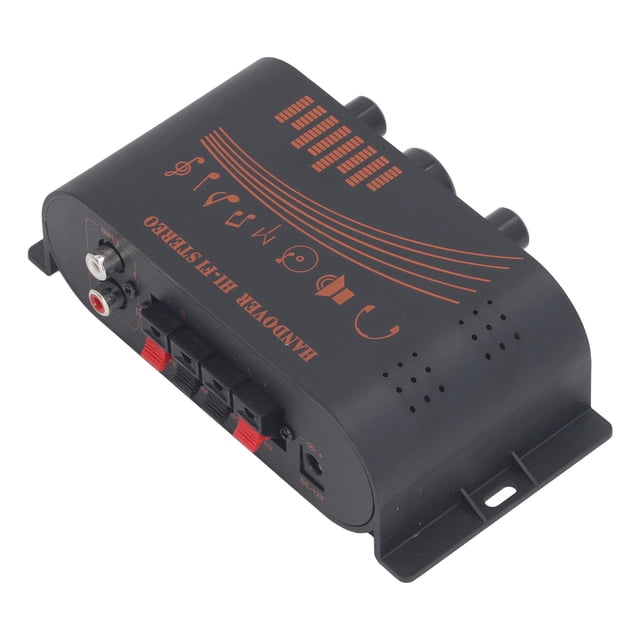 HiFi Power Amp 2 Channel, Aluminum DC12V Stable Multifunctional Low Noise Compact Sound Stereo Amp for Car