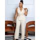 thumbnail image 2 of Mono liso para mujer, verano 2025, informal, con escote en V, sin mangas, holgado, moda urbana, pantalones de pierna ancha, pantalones, mono, 2 of 5
