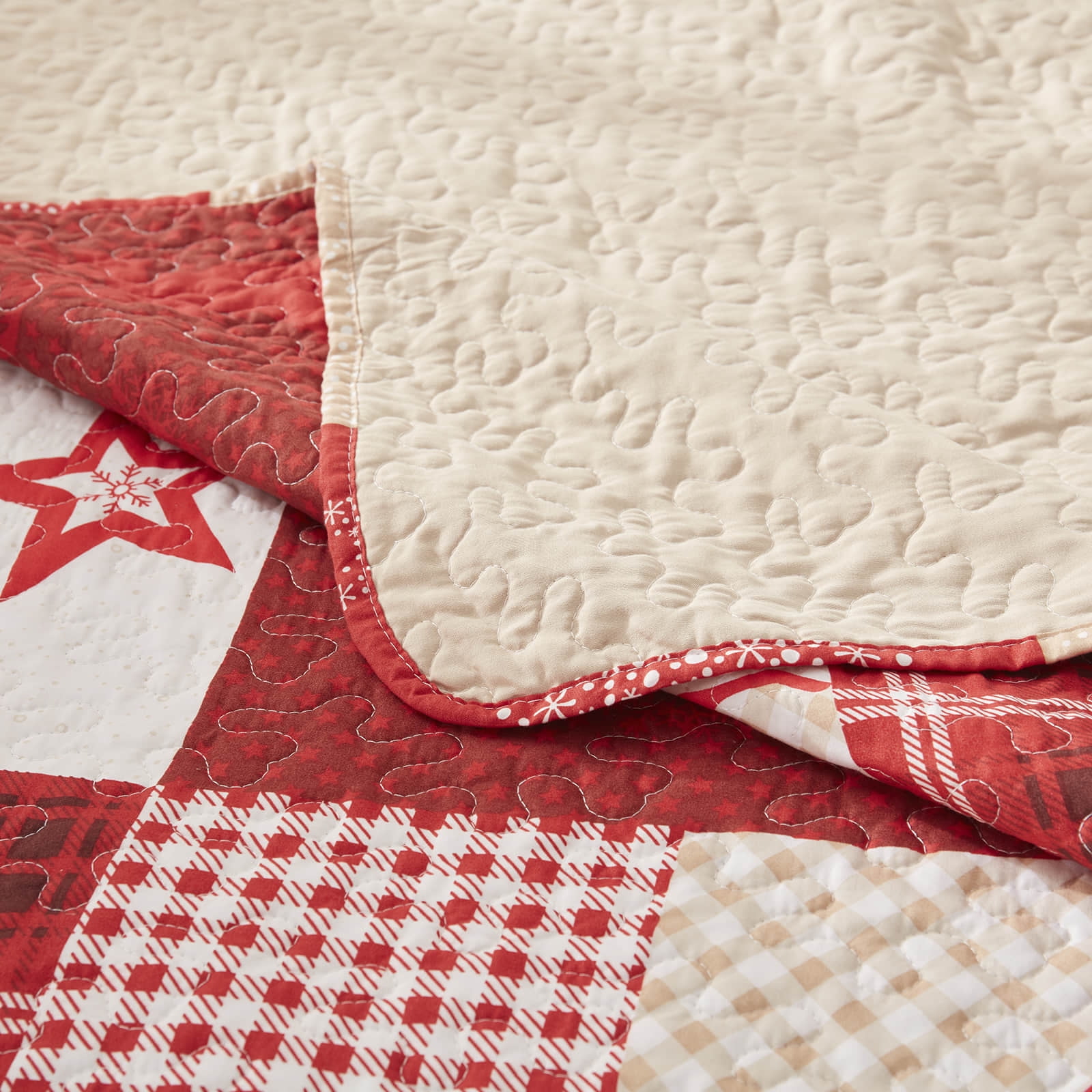 3-Piece Full/Queen Size Christmas Bedspread Coverlet Set - Christmas Quilt with 2 Pillow Shams, Microfiber